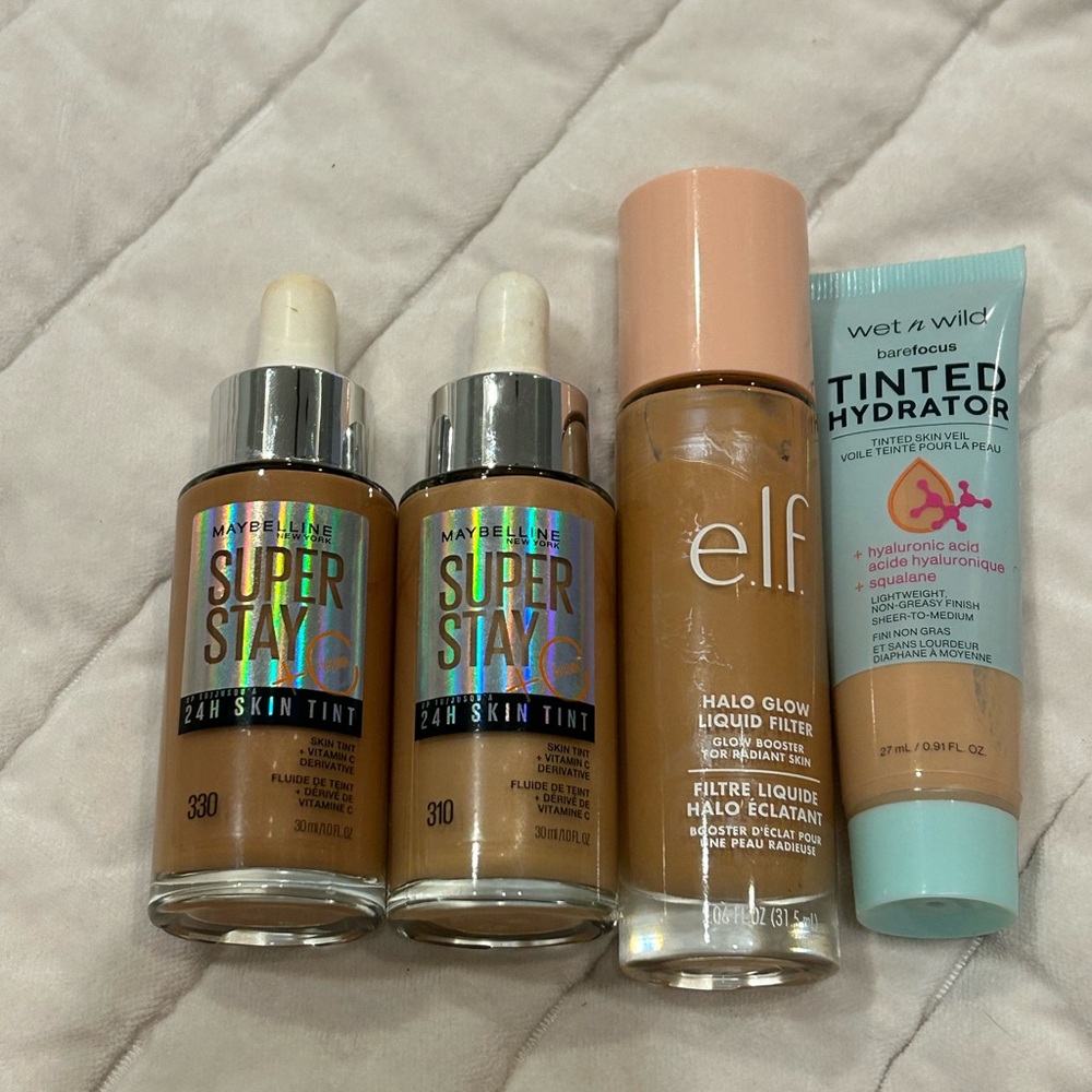 Maybelline Super Stay 24H Skin Tint, ELF Halo Glow & Wet n Wild Set